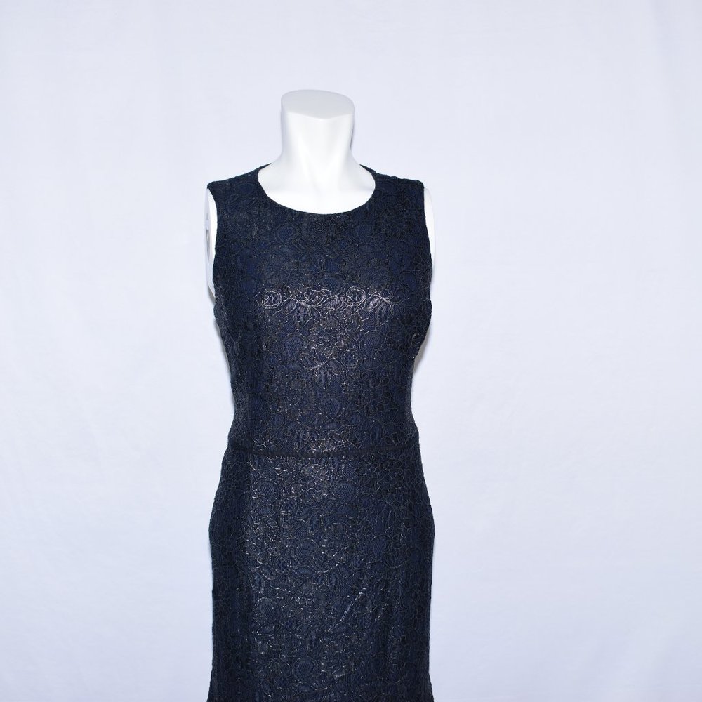 *NEW* Lauren Ralph Lauren Navy Ruffled Lace - Picture 1 of 8